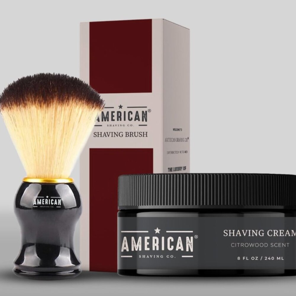 American‎ Shaving Co. Citrowood Shaving Cream + Shaving Brush 8 oz Cruelty Free